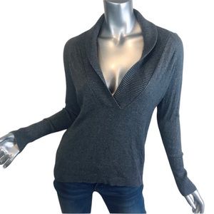 Ann Taylor LOFT Women’s Small Pullover Collar Sweater Dark Gray V-Neck Soft.